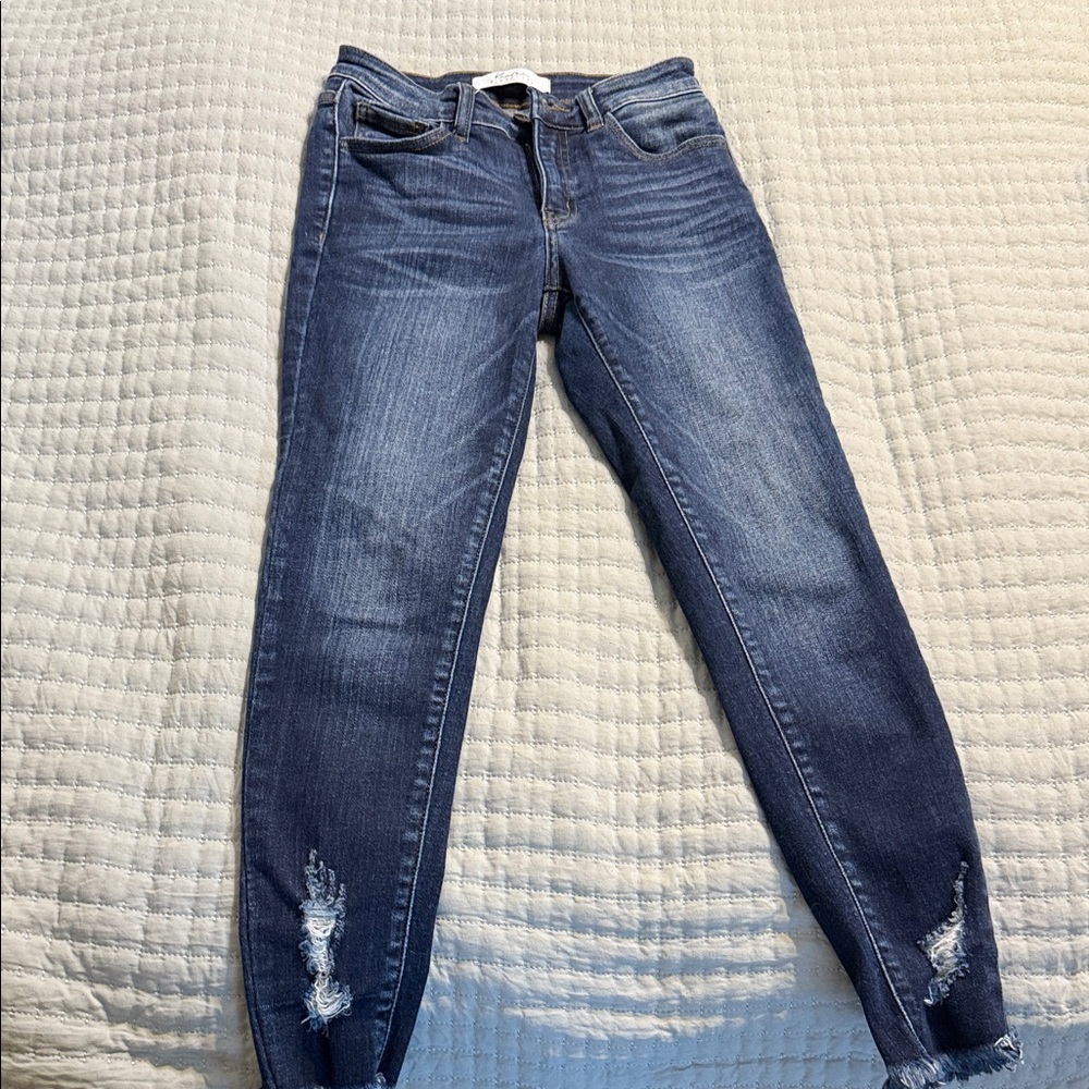 Signature Buckle Exclusive Classic Blue Distressed Women's Jeans